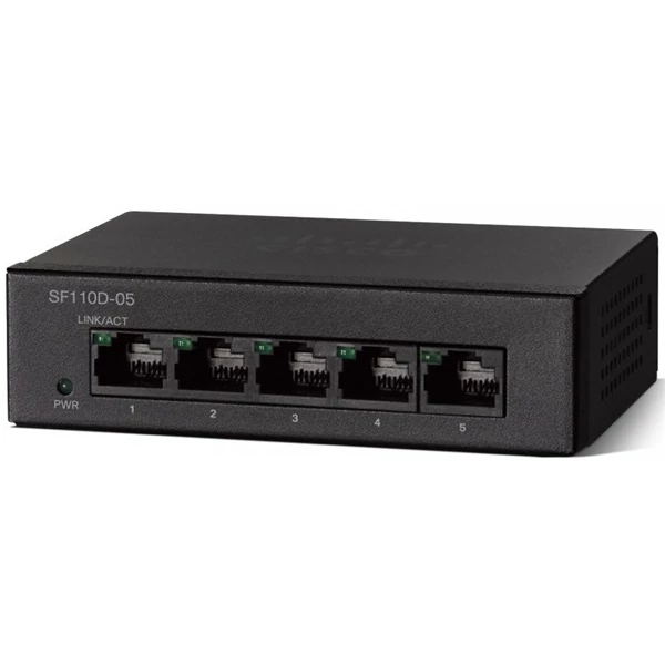 CISCO Switch 5x100Mbps, Asztali, Műanyag házas - SF110D-05-EU