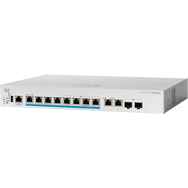 CISCO Switch 8x2500Mbps (POE+) + 2x10000 SFP+ Kombó, Rackes, Fémházas, Menedzselhető - CBS350-8MP-2X-EU