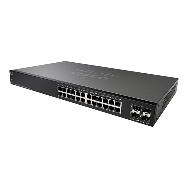 CISCO Switch 24x1000Mbps (POE+) + 4x1000Mbps SFP, Fémházas, Rackes, Menedzselhető - SG220-28MP-K9-EU