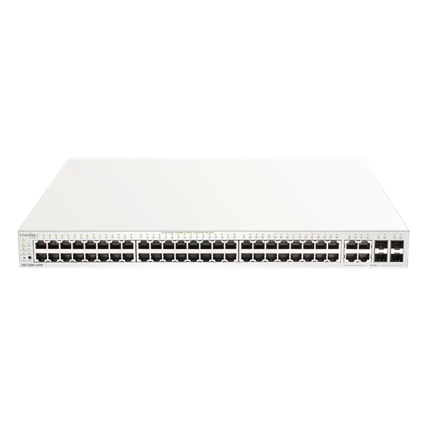 D-LINK Switch 48x1000Mbps(48xPOE) + 4xGigabit kombó Fémházas, Menedzselhető (370W POE) + 1 év Nuclias, DBS-2000-52MP/E
