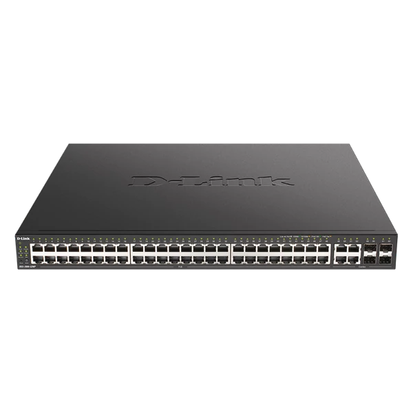 D-LINK Switch 48x1000Mbps (48xPOE) + 4xGigabit SFP kombó Fémházas, Menedzselhető (370W POE), DGS-2000-52MP