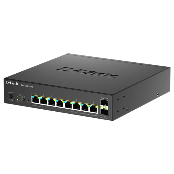 D-LINK Switch 8x2.5Gbps(POE) + 2xSFP+ Multi-Gigabit Fémházas Asztali, DMS-1250-10SPL/E