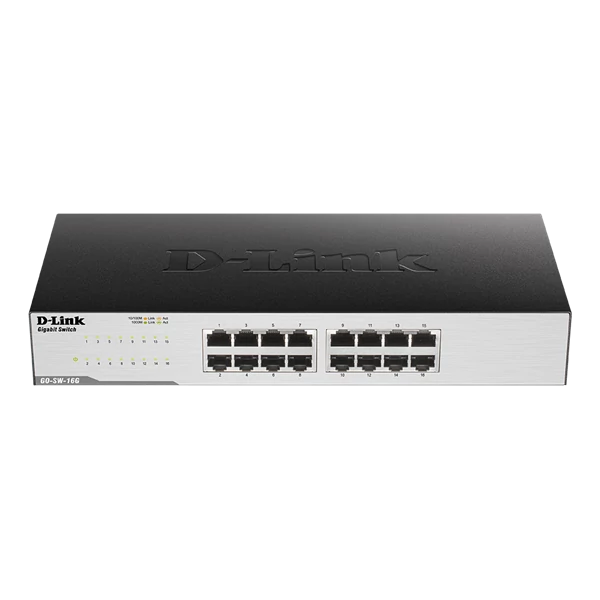 D-LINK Switch 16x1000Mbps Fémházas Asztali, Rackes, GO-SW-16G/E