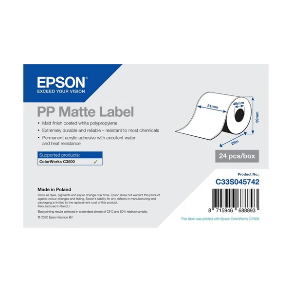 EPSON PP Matte Label - Continuous Roll: 51mm x 29m