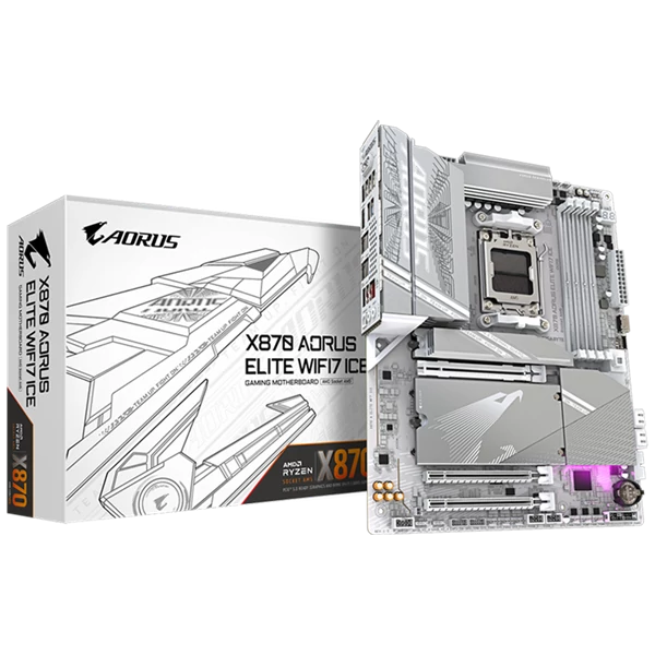 GIGABYTE Alaplap AM5 X870 AORUS ELITE WIFI7 ICE AMD X870, ATX