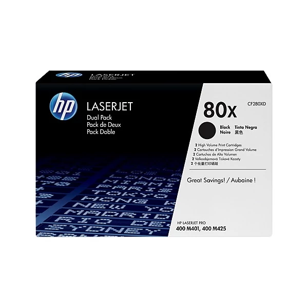 HP Toner LJ CF280XD, duplacsomag 2x6900/oldal, fekete