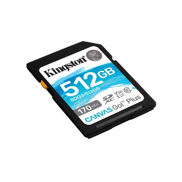 KINGSTON Memóriakártya SDXC 512GB Canvas Go Plus 170R C10 UHS-I U3 V30