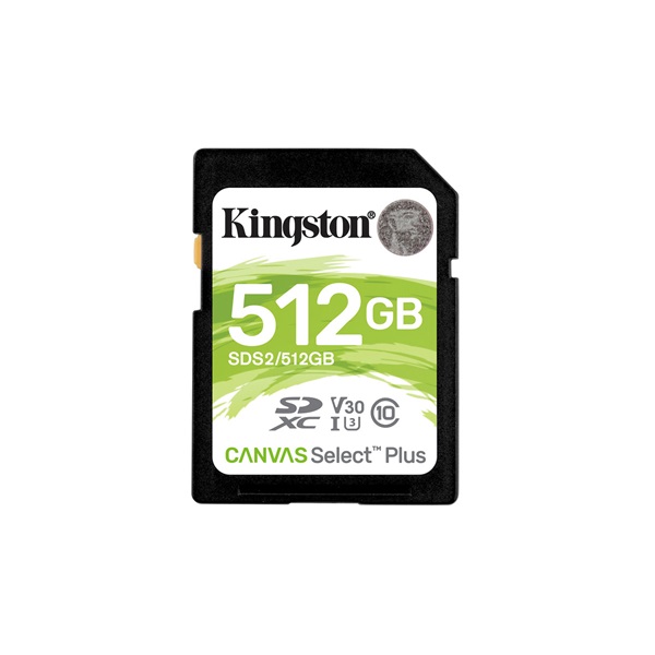 KINGSTON Memóriakártya SDXC 512GB Canvas Select Plus 100R C10 UHS-I U3 V30