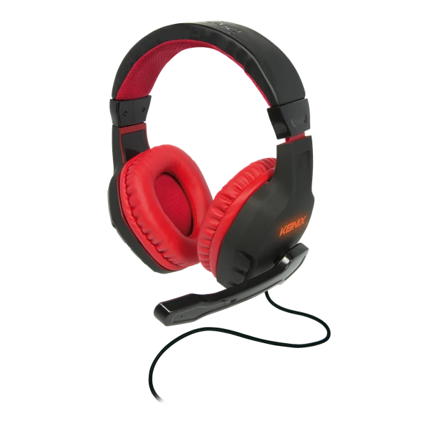 KONIX - DRAKKAR PC Skald 2.0 Fejhallgató Vezetékes Gaming Stereo Mikrofon, Fekete-Piros