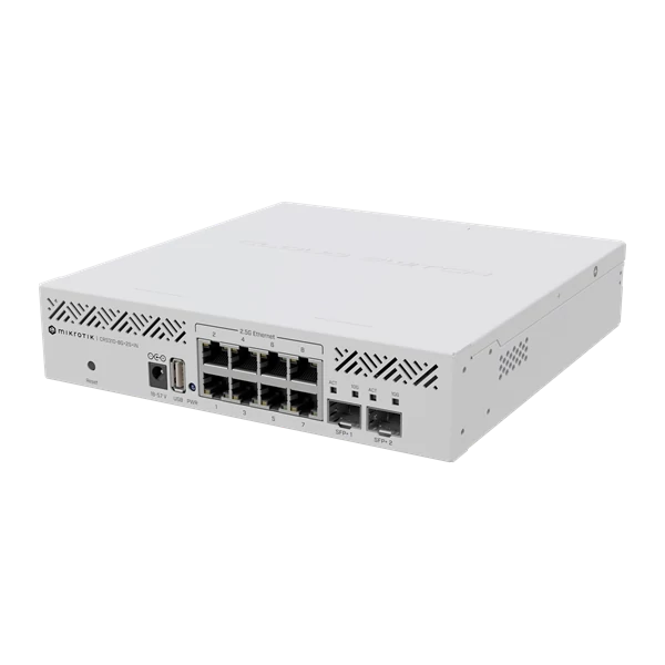 MIKROTIK Cloud Router Switch 8x2500Mbps + 2x10Gbit SFP+, Fémházas, Menedzselheő, Rackes - CRS310-8G+2S+IN