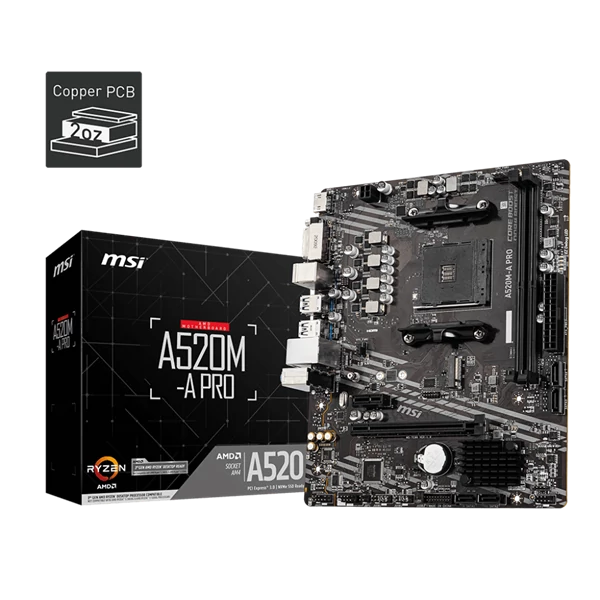 MSI Alaplap AM4 A520M-A PRO AMD A520, mATX