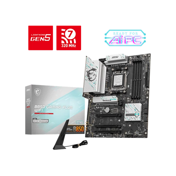 MSI Alaplap AM5 B850 GAMING PLUS WIFI AMD B850, ATX