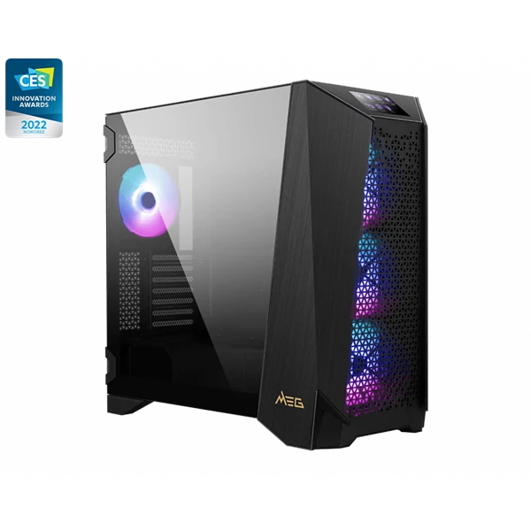 MSI Ház Midi ATX PROSPECT 700R, 4xARGB ventilátor, LCD Panel, Tápegység nélkül, üvegfalú, fekete