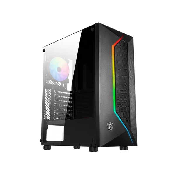 MSI Ház Midi ATX VAMPIRIC 100R, 2x120mm ventilátor, Tápegység nélkül, üvegfalú, fekete