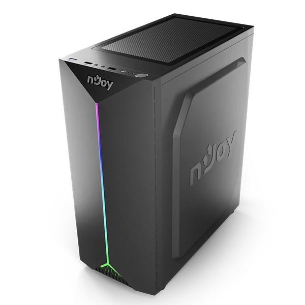 NJOY Ház Midi ATX ANIL Tápegység nélkül, USB2.0+3.0, Fekete RGB