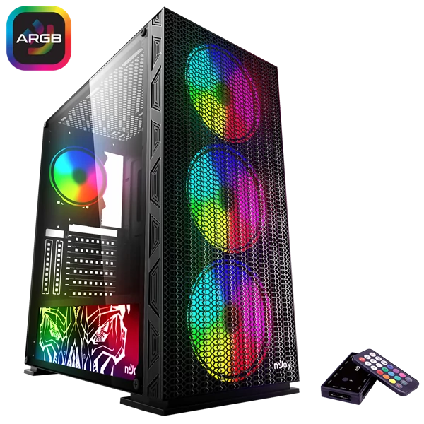 NJOY Ház Midi ATX KONA Tápegység nélkül, Sync Fan Controller + Remote, USB2.0+3.0 Fekete