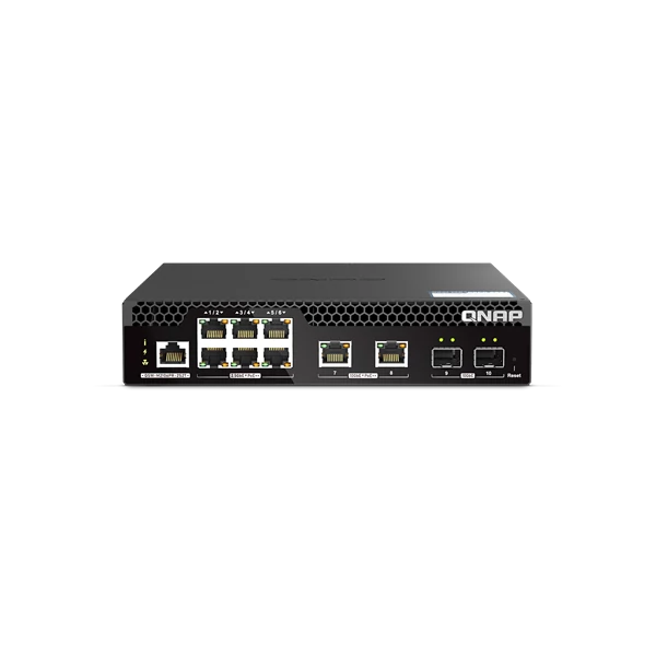 QNAP Switch 6x2500Mbps + 2x10000Mbs + 2x10000 SFP+, 90W POE++, Menedzselhető, Rackes - QSW-M2106PR-2S2T