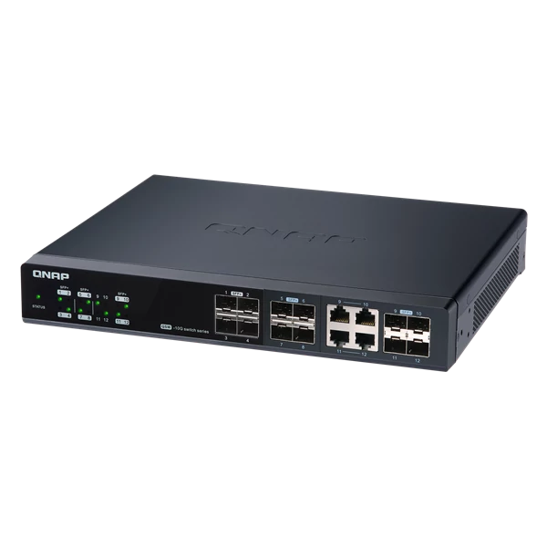 QNAP Switch QSW-M1204-4C 12-port, 8x10GbE SFP+, 4x10GbE SFP+/RJ45 Combo, Web menedzselt
