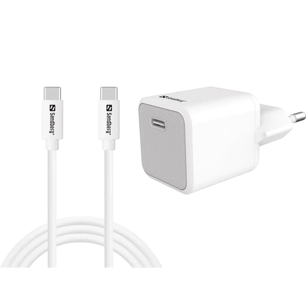 SANDBERG Hálózati töltő, USB-C 20W Charger+USB C - C1m