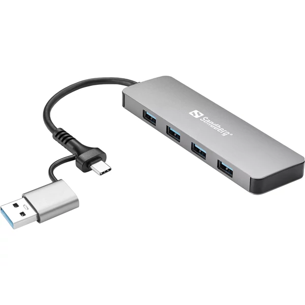 SANDBERG Hub és elosztó, USB-C/A to 4xUSB 3.0 Hub