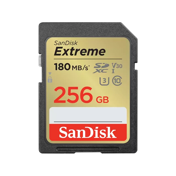 SANDISK 121581, SDXC EXTREME KÁRTYA 256GB, 180/130 MB/s , UHS-I, Class 10, U3, V30