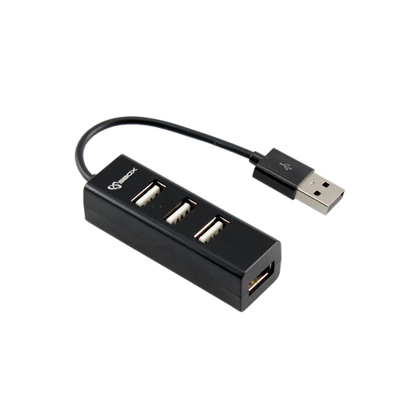 SBOX USB HUB, Fekete, 4xUSB 2.0