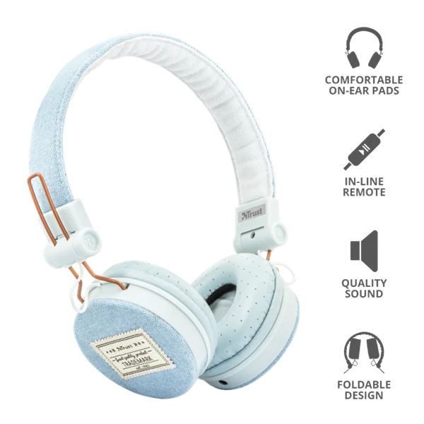 TRUST Fejhallgató 23610 (Fyber Headphones - light denim)