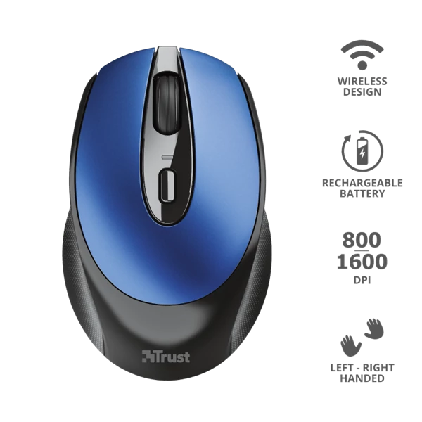 TRUST Vezeték nélküli tölthető egér 24018 ( Zaya Rechargeable Wireless Mouse - blue)